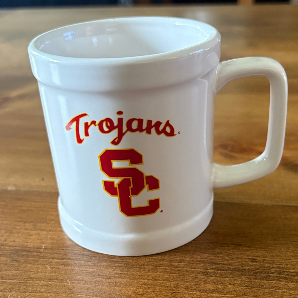 White Trojans Ceramic Coffee Mug with Cardinal & Gold Logo